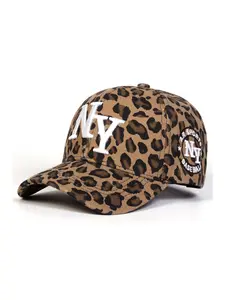 Women's Leopard Print Baseball Cap, Animal Print Snapback, Ny Logo Design, Adjustable Sun Hat, High Quality Hat, Perfect for Outdoor Activities & Daily Wear