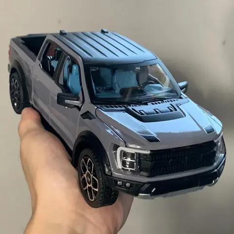 1:20 Scale Metal Ford Raptor F150 Pickup Truck Collectible Diecast Model, Alloy Pull-Back Toy with Sound and Lights, Openable Doors for Boys, Gift for Model Car Enthusiasts