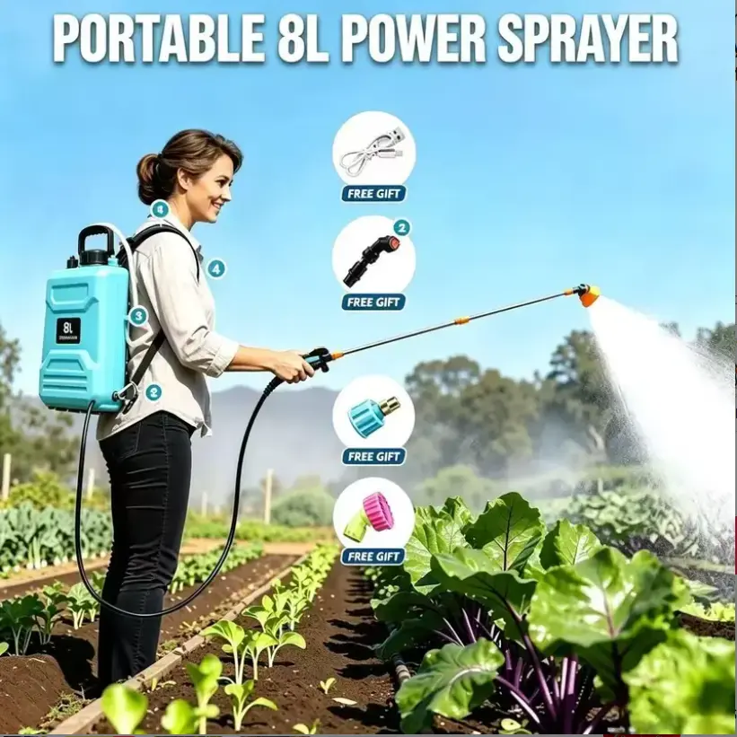 2.5 Gal Plastic Rechargeable Electric Backpack Power Sprayer - Battery-Powered Household Small Capacity Tool with Adjustable Multi Spray Nozzle for Watering, Weeding (Batteries Included),gardening supplies
