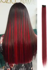 Lehanhair 3pcs Women's Trendy 20inch Long Straight Synthetic Clip-in Hair Extensions, Natural Fluffy Striking Hair Extensions for Highlight, Fashionable Hair Pieces for Daily & Party Decoration