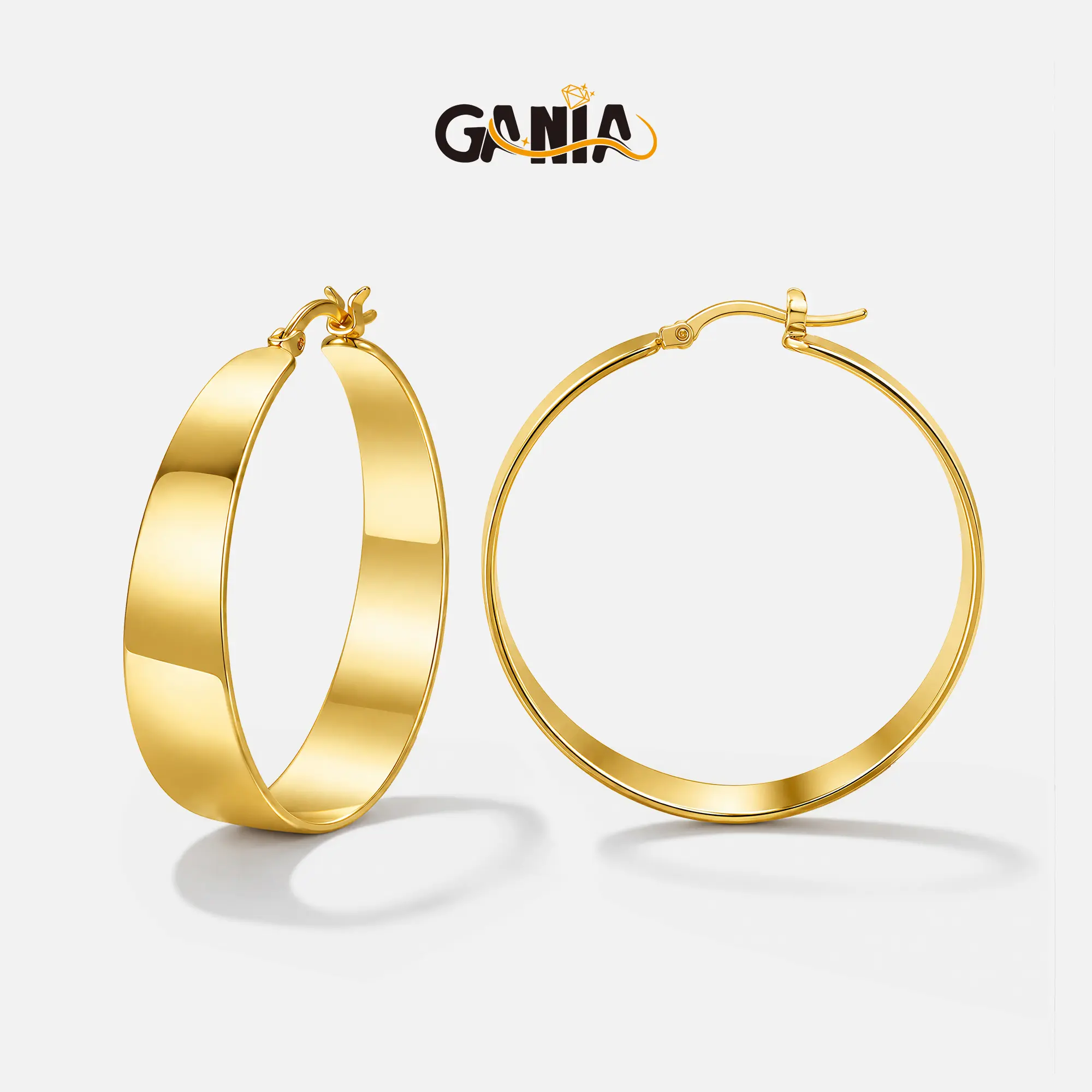 GANIA Hoop Earrings for Women – Electroplated Finish (Brass Base), Lightweight Multi-Size Hoop Set 30/40/50/60mm, Everyday Wear & Gift Choice