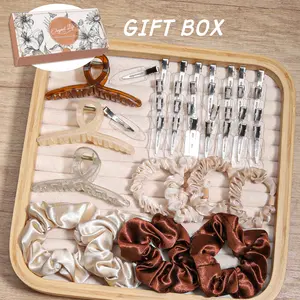 41PCS All-In-One Hair Accessories Gift Box (Copper Paper Pack)! Trendy Claw Clips + Bobby Pins + Satin Scrunchies | Perfect for Daily/Gifting  #HairAccessories #GiftSet
