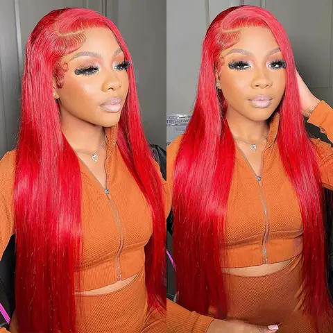 Red Lace Front Wigs Colored Body Wave Lace Front Wigs Human Hair 13X6 HD Lace Front Wig Human Hair Pre Plucked 200% Density Highlight Wig Human