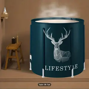 1Pc Freestanding Bathtub Ice Bath Tub, Ice Bath Tub For Recovery, Portable Cold Water Therapy Tub, Ice Bath For Adults, Folding Ice Bathtub For Athletes, Freestanding Spa Soaking Bath