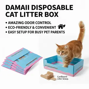 Disposable Cat Litter Box 5-Pack Breathable Leak-Proof Eco-Friendly Odor Control Easy Setup for Busy Pet Parents