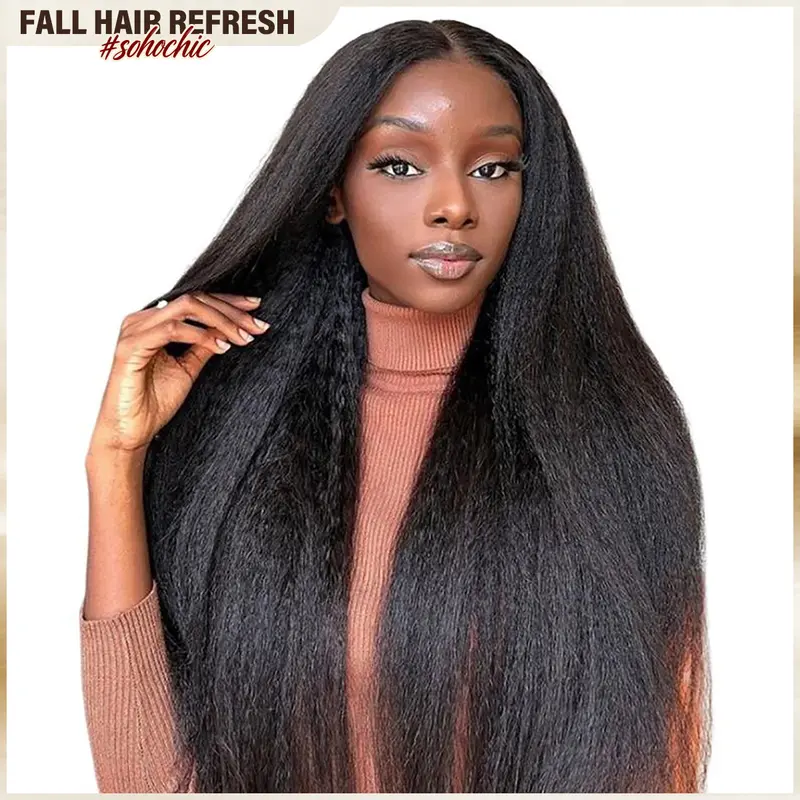 BGMgirl M-Cap 9x6 Kinky Straight Yaki Straight Wear Go Wig, 180% Density Pre-Bleached HD Lace Glueless Human Hair Wig, Pre-Plucked Hairline, Fall Style #sohochic #TikTokShopFallDealsForYou