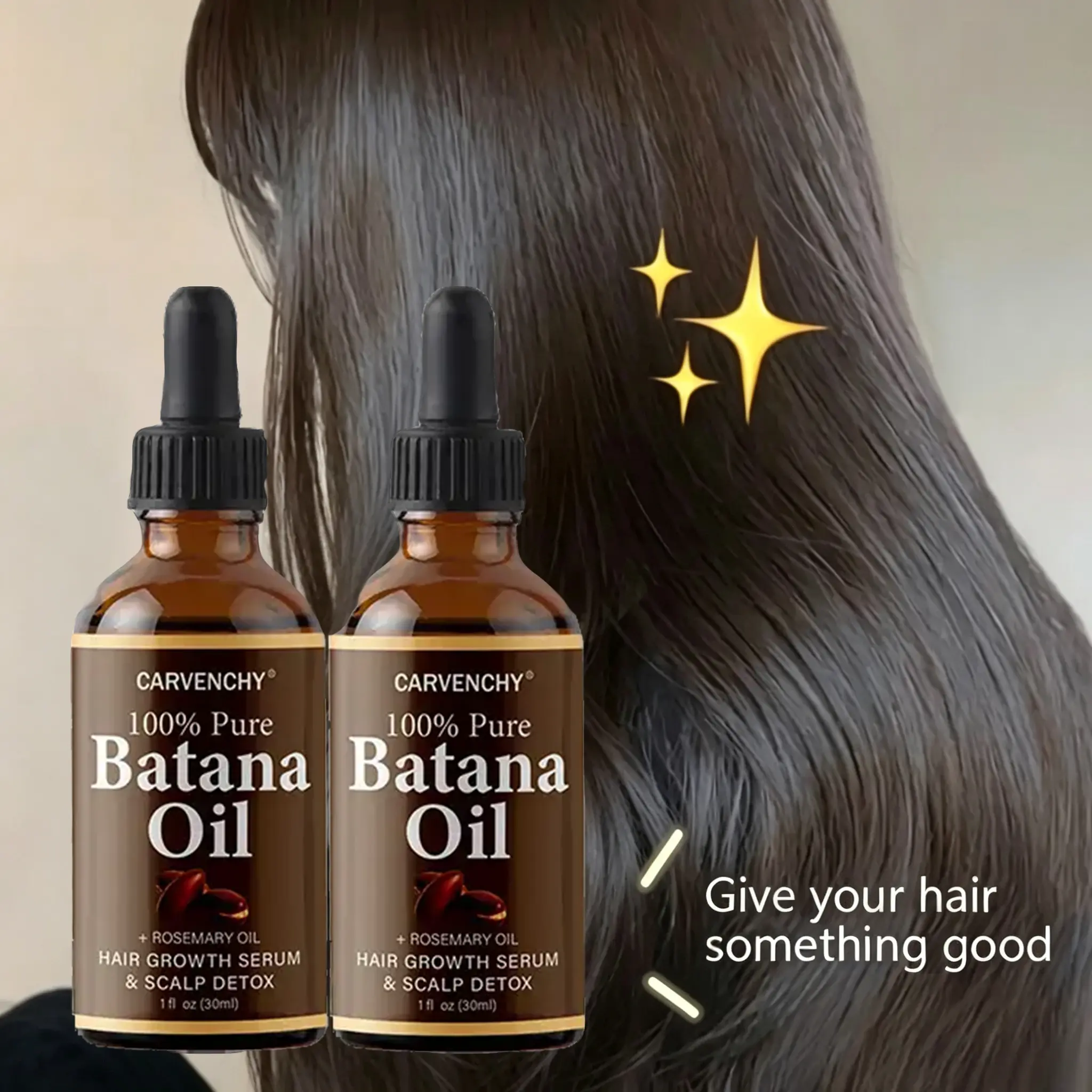 Batana Hair Conditioning Massage Oil with Rosemary Extract & Vitamin E - Gentle Scalp-Soothing Plant-Based Serum for Silky Glossy Strands - Unisex Daily Care Essence for All Textures