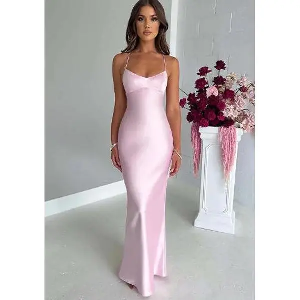 Makalita Maxi Dress - Blush Backless Long Dress (One Piece)