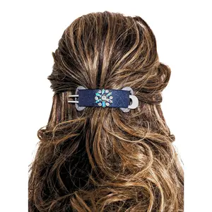 Holdi Bling Kit Blue Turquoise Rhinestones Hair Buns and Barrette with Interchangeable Bling and Customizable Secure