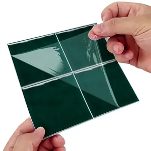 PBS Provence Dark Emerald Brick-Pattern Tile Stickers | PVC Thick Crystal Film Removable Waterproof for Home Floors Ceilings