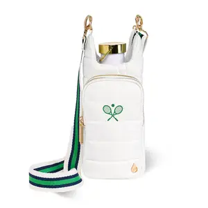 White HydroBag with Tennis Embroidery and Navy, Green, White Strap