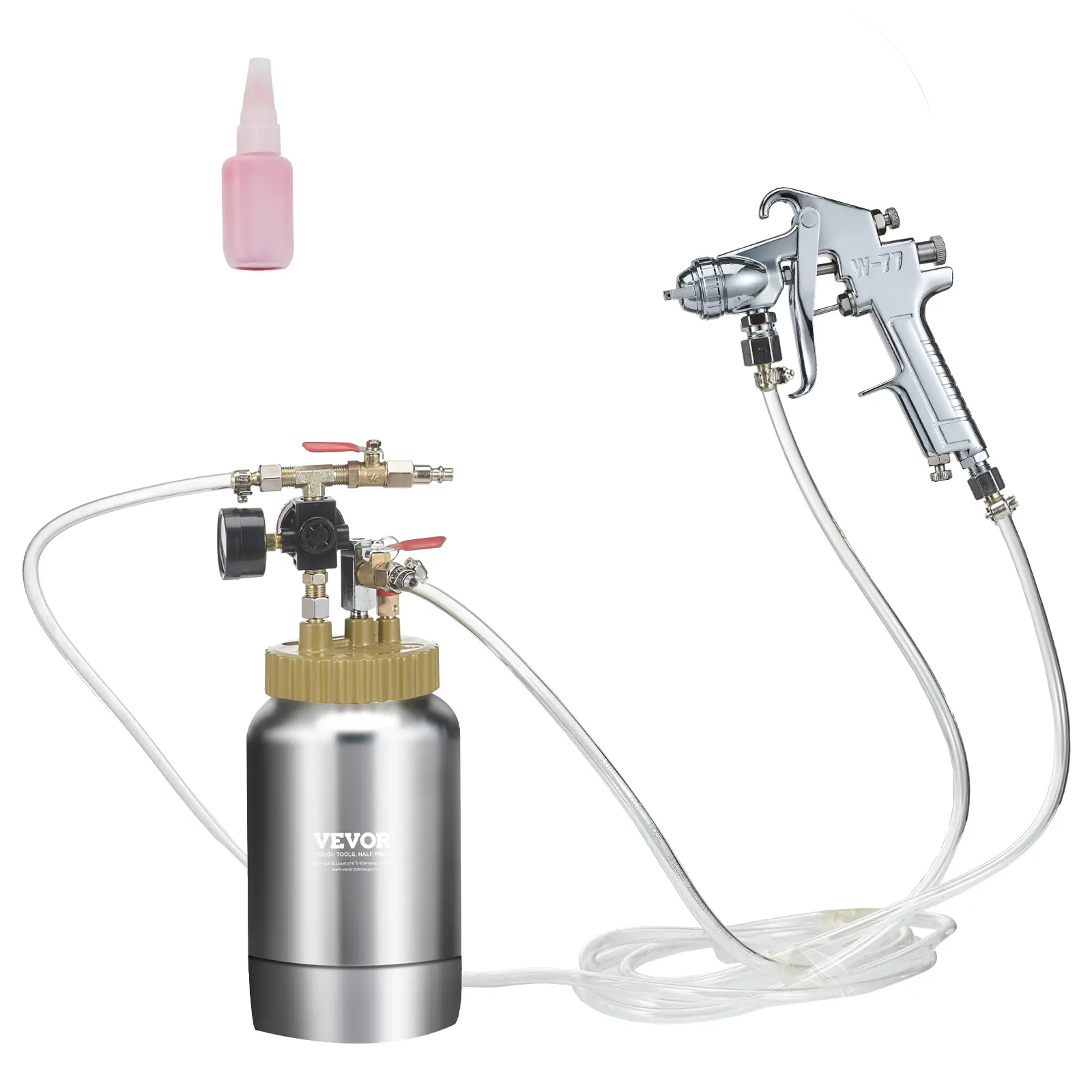 【summerfinds】VEVOR 2L/0.5gal Spray Paint Pressure Pot Tank, Lightweight Air Paint Pressure Pot, 1.8mm Nozzle Spray Paint Gun 3m Hoses for Home Decoration Architecture Construction Automotive Painting, 45PSI Max