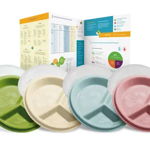 Precise Portions Healthy Eating System | Portion Control Plate for Adults with Lid + Complete Nutrition Guide | Divided Meal Prep Plate for Balanced Meals