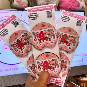 Mama Strawberry Car Coasters, Car Accessories, Mom Car Coasters, Mom Gifts