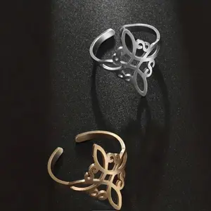 Stainless Steel Celtic Knot Witch Knot Unisex Ring - Open Adjustable