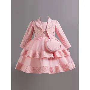 (New)(Delivery Small Package) Girls' Elegant and Gorgeous Puffy Tulle Set, Princess Dress for Children's Birthday Party High-end Ball Gown