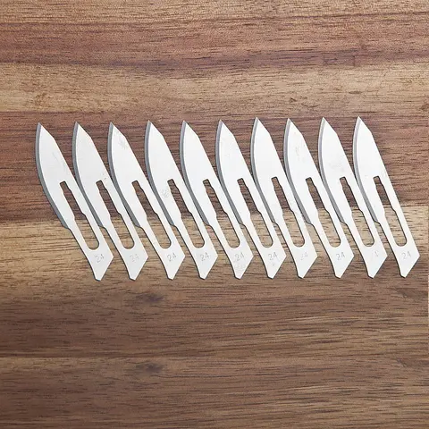 Pack of 10 Hobby Blades #24 Craft Knife Blades Refill, Carbon Steel Replacement Blades for DIY Cutting, Carving, Trimming