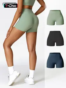 Women's Solid High Waist Sports Shorts, Gym Shorts, Athletic Shorts, High Stretch Breathable Comfortable Quick Drying Skinny Shorts, Ladies Sportswear for Yoga Gym Workout Running, Tight Fitted Shorts