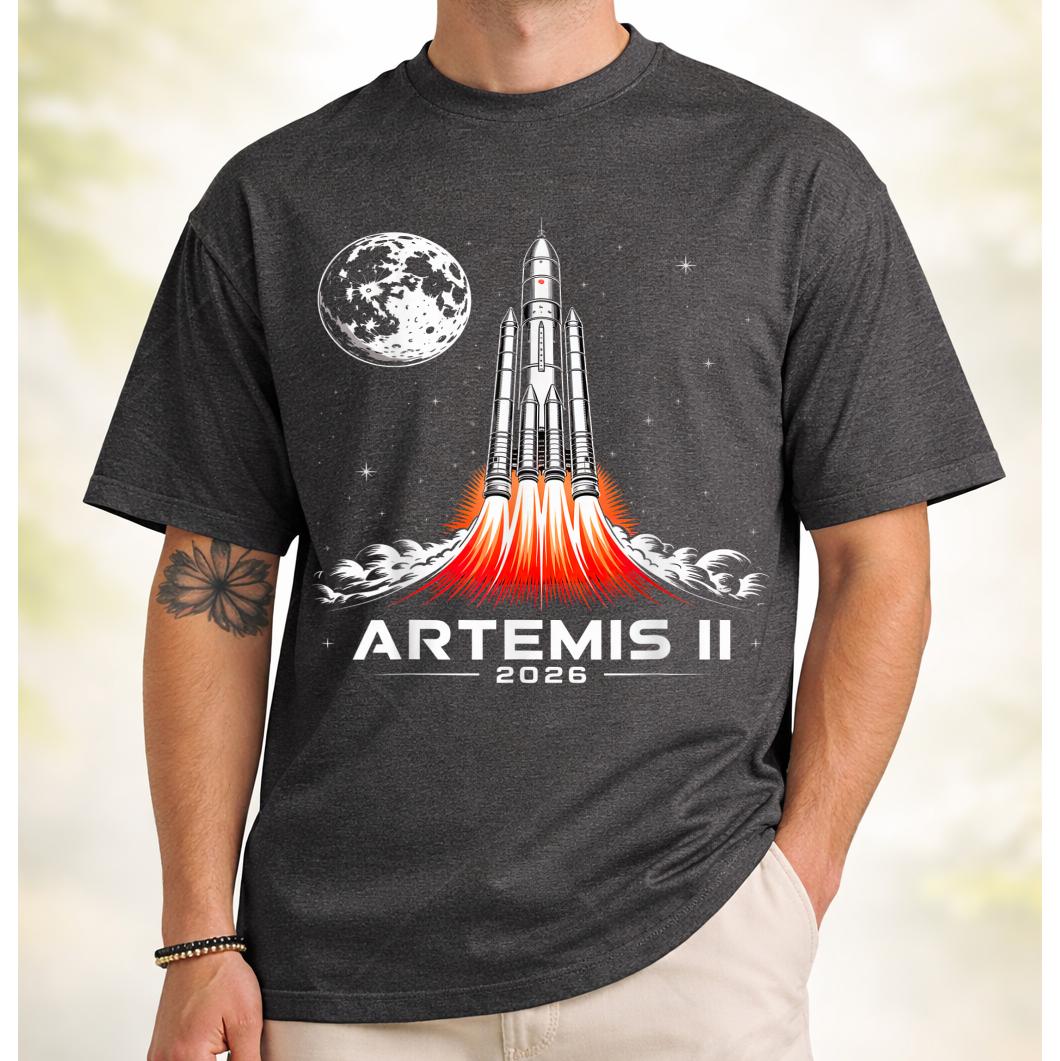 Women’s Casual Short-Sleeve Round/Crew Neck T-Shirt – NASA Artemis 2 Moon Mission & Orion Spacecraft Graphic, Deep Space Exploration Premium Space Lover Gear