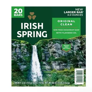 20 Bars Irish Spring Soap - 4.0 OUNCES - New Larger Bars Body Care Cleanser Cleansing Skin Repair
