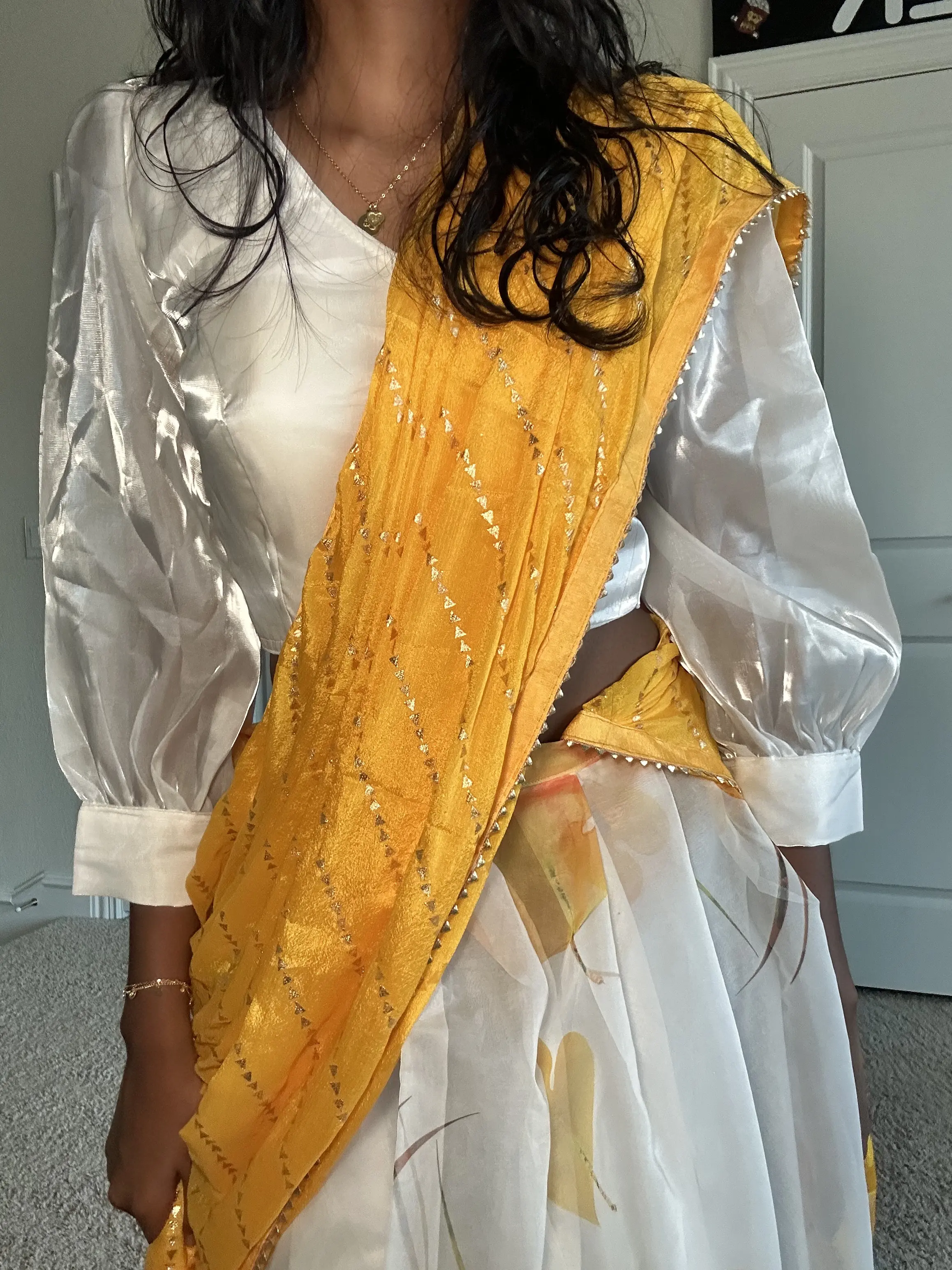 White and Yellow Lehenga