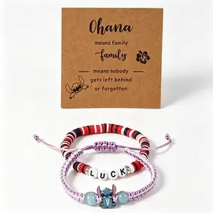 DISNEY Matching Stitch Magic Bracelet Set – Wear One Gift One, Ohana Lucky Charm Bracelets, Unisex Design for Gifting or Personal Use