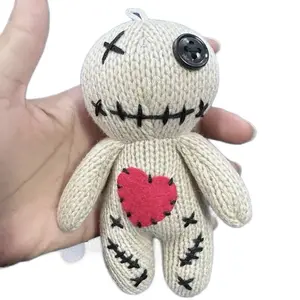 Handmade Voodoo Doll - Unique Accessory with Heart Design, Black Eyes, Soft Knit Material