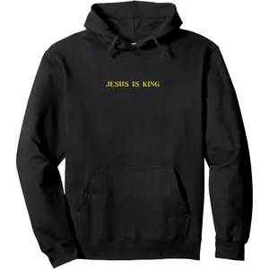 Women's Jesus Is King Graphic Hoodie -    Blend Black Long Sleeve Pullover Regular Fit | Soft & Breathable Fabric, Durable Print, Everyday Comfort, Machine Washable, minimalist casual wear