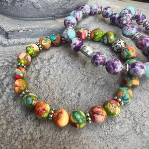 Dyed sea sediment jasper bracelet.