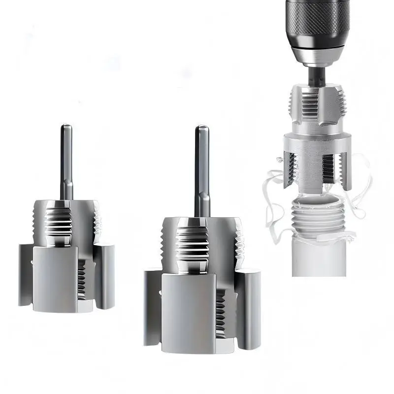 3-Piece Multi-Function Pipe Thread Cutter Set, Compatible with 1/2", 3/4", 1" PVC/polymer Pipes, Includes Inner and Outer Thread Tools