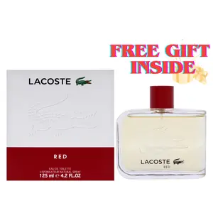 Lacoste Red by Lacoste for Men - 4.2 oz Eau De Toilette Woody Amber Scent Woody Citrus Fragrance 125 ml Long-Lasting Men's Nightclub Cologne
