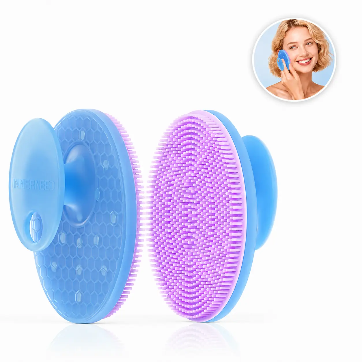 INNERNEED Magnetic Silicone Face Scrubber Facial Cleansing Brush  | Purple, Food-Grade Non-Porous Silicone, Dual-Sided Design for Deep Pore Cleansing, Gentle Exfoliation & Skin Massage | Hygienic Quick-Dry, Safe for Sensitive Skin, For Men & Women