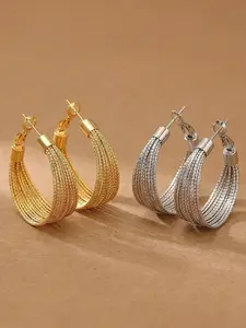 European and American Style Multi-Layer C-Ring Braided Metal Ear Cuff, Elegant Chain Print Design, All-Seasons Fashion Jewelry