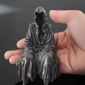 Gothic Style Halloween Statue, 1 Count Scary Spooky Creative Seated Cloak Ghost Ornament, Desktop Decoration Sculpture Desk Decor for Home Office Living Room Bedroom,  Vehicle Entertainment