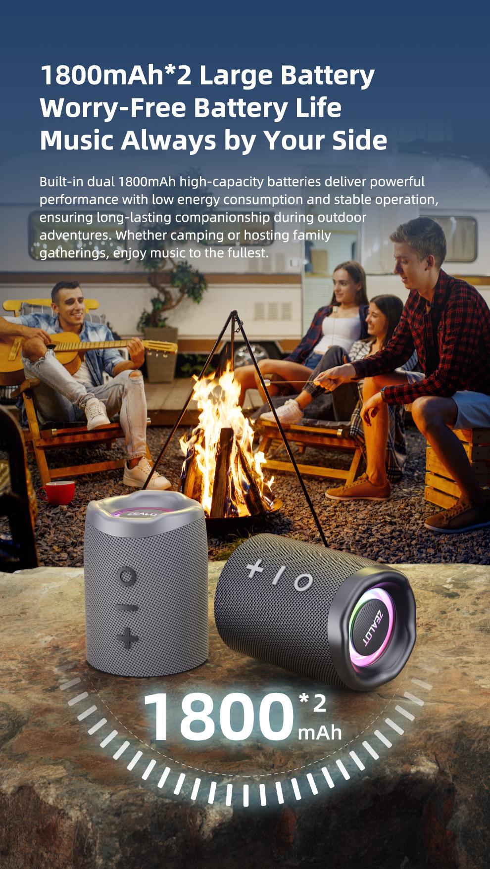 10W*2【ZEALOT】Portable wireless speaker, Magnetic Split speaker, RGB ambient light, outdoor Bluetooth speaker surround sound, TWS pairing,long battery life,supports USB/TF/AUX/BT smartphones. Ideal choice for family/car/party/camping/gift giving