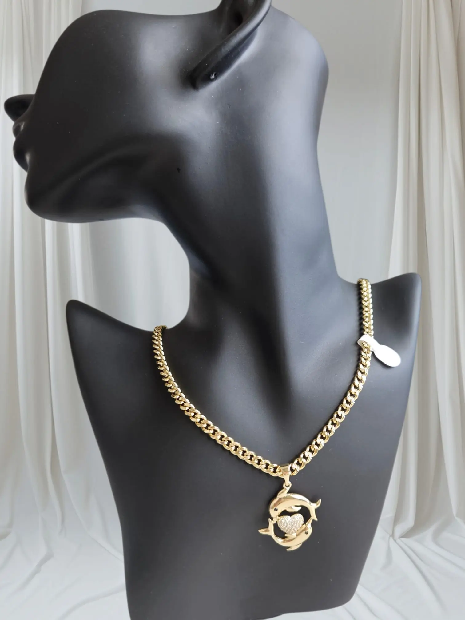 Cadena Enchapada en Oro 14 with Delfines Unisex Necklace Gold Plated Chain Dolphin Pendant Fashion Jewelry