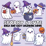 Adult Halloween Cute Coloring Book - 36 Pages of Cute, Spooky, Bold, Detailed Witches, Pumpkins, Ghosts Illustrations for Adult Stress Relief