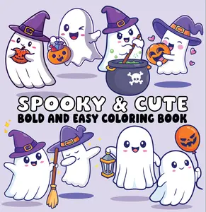 SPOOKY & CUTE BOLD AND EASY COLORING BOOK