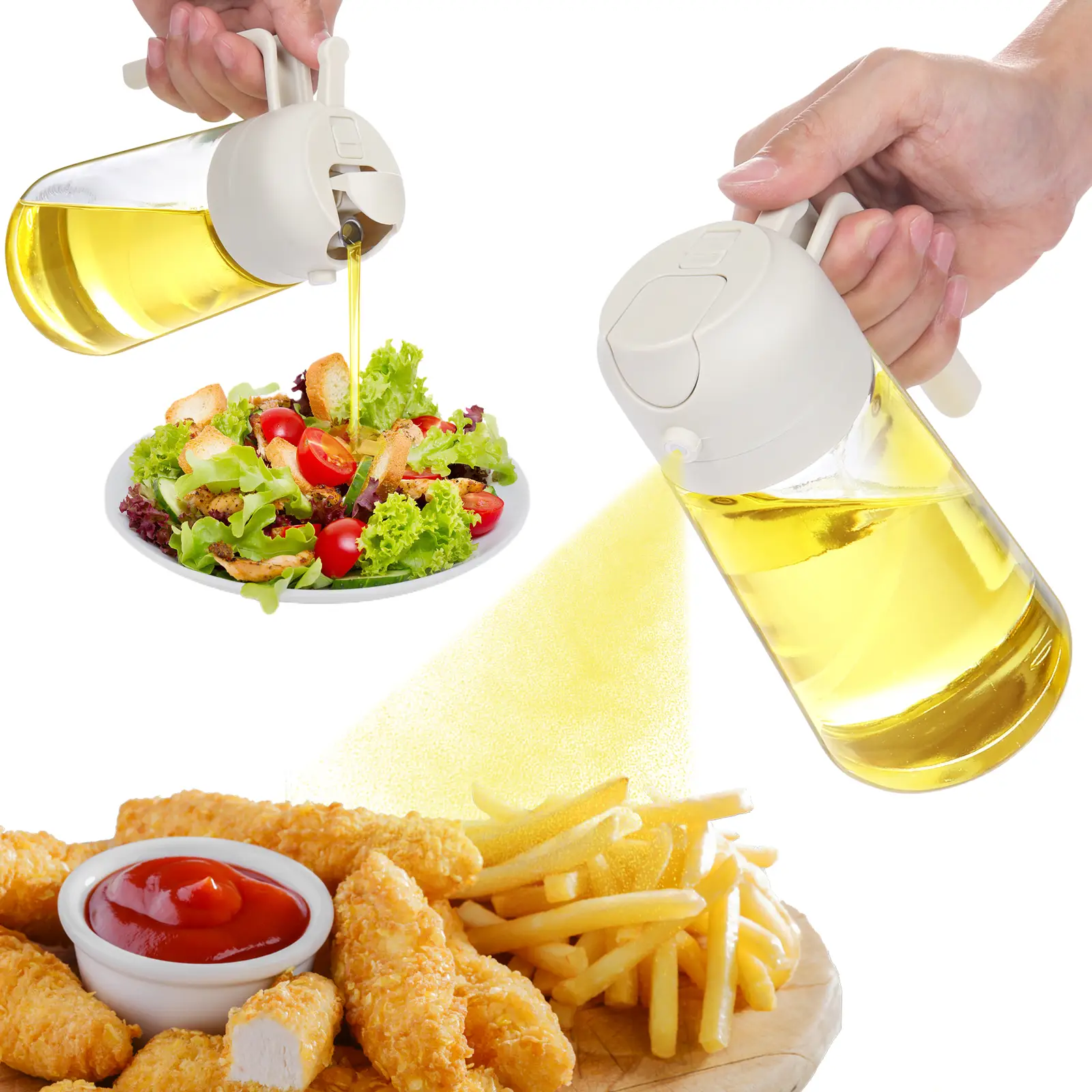 ROCIRLAB 16oz Kitchen Oil Dispenser - Versatile Glass $Sprayer & Pourer for Cooking, Air Fryer, Baking, Salad, BBQ Utensils