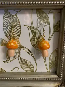 Daisy Dot design Orange Mushroom earrings