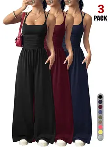 2026 Women's Sexy Backless Jumpsuit, Spaghetti Strap Design, Smocked Bodice, Elegant One-Piece Romper, Ideal for Party Wear