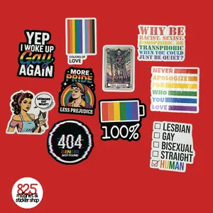 LGBTQ+ Pride & Ally Bundle | Gay Pride Bundle | Celebrate Love & Diversity | Handmade in San Diego, CA | Stickers or Magnets
