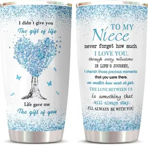 20oz Sturdy Portable Niece Water Bottle, Auntie & Uncle Gifts for Niece, Christmas-Birthday Kitchenware Drinkware for Bottled Water & Tea