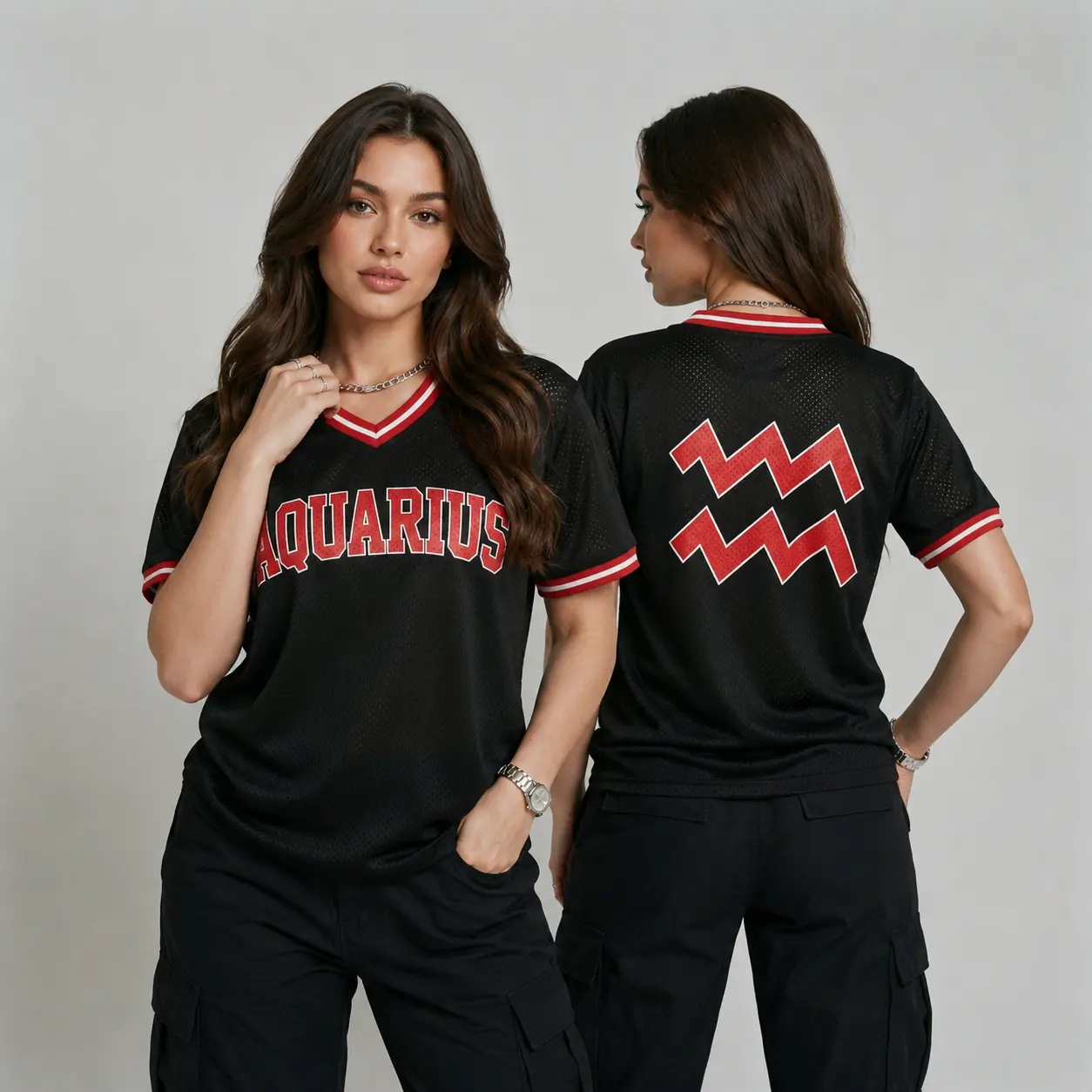 Custom Zodiac Astrology Breathable Athletic Jersey – Women's Summer Graphic Apparel, Sports Clothing Wear Set,Personalized Year Astrology, Unisex V-neck, Cute Horoscope Birthday Gift for Girls, Celestial Sign Outfit, Zodiac Mesh Jersey, Star Sign Lovers