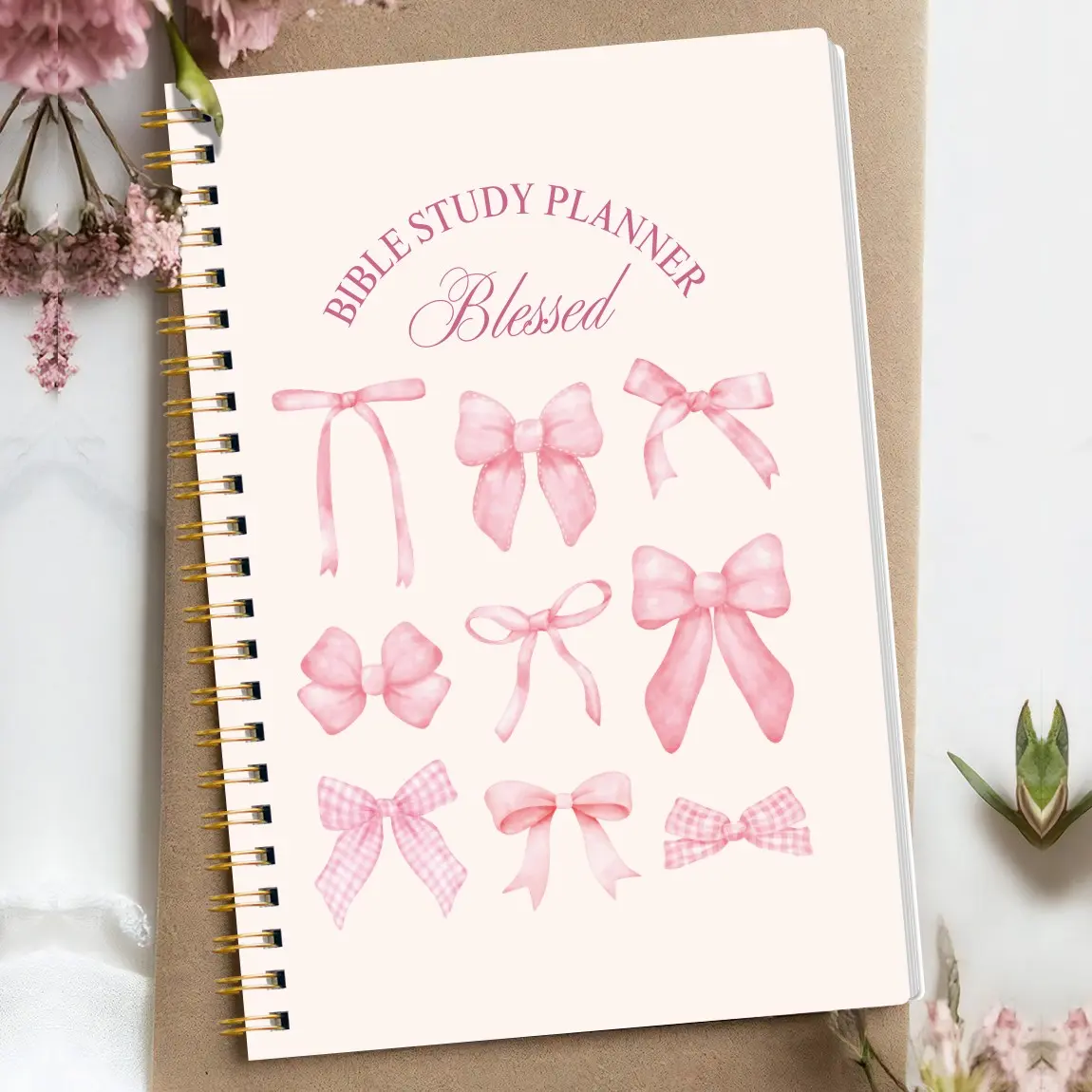 A5 Bow Bible Study Planner, Soap Journal Notebook, Prayer Scripture Observation APP, Women's Birthday Spiritual Gift Book, Bow Elements