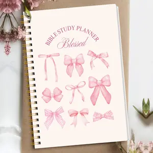 A5 Bow Bible Study Planner, Soap Journal Notebook, Prayer Scripture Observation APP, Women's Birthday Spiritual Gift Book