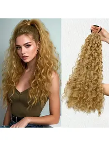 Curly Long Ponytail Hair Extension for Women - 18 inch Synthetic Wavy Curly Fluffy Hairpiece with Elastic Band, Secure Fit for Parties & Daily Use Wavy Curly Ponytails