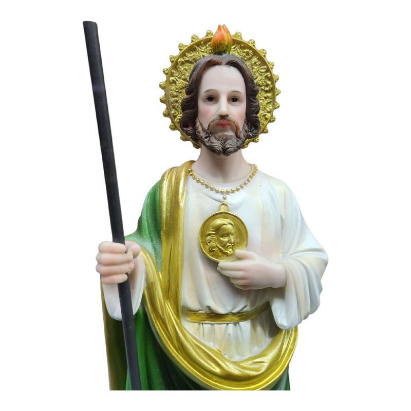 San Judas 20" Inches Tall Classic Brand New Statue with Green and Gold Accents Saint Jude Patron Saint Religious Decor