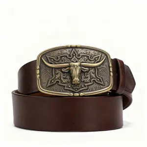 Western Sequin Ox Belt Buckle - Small Bullhead Punk Metal Plate for Jeans, Gothic Adjustable Belts Set, Unisex Fashion Accessory for Men & Women