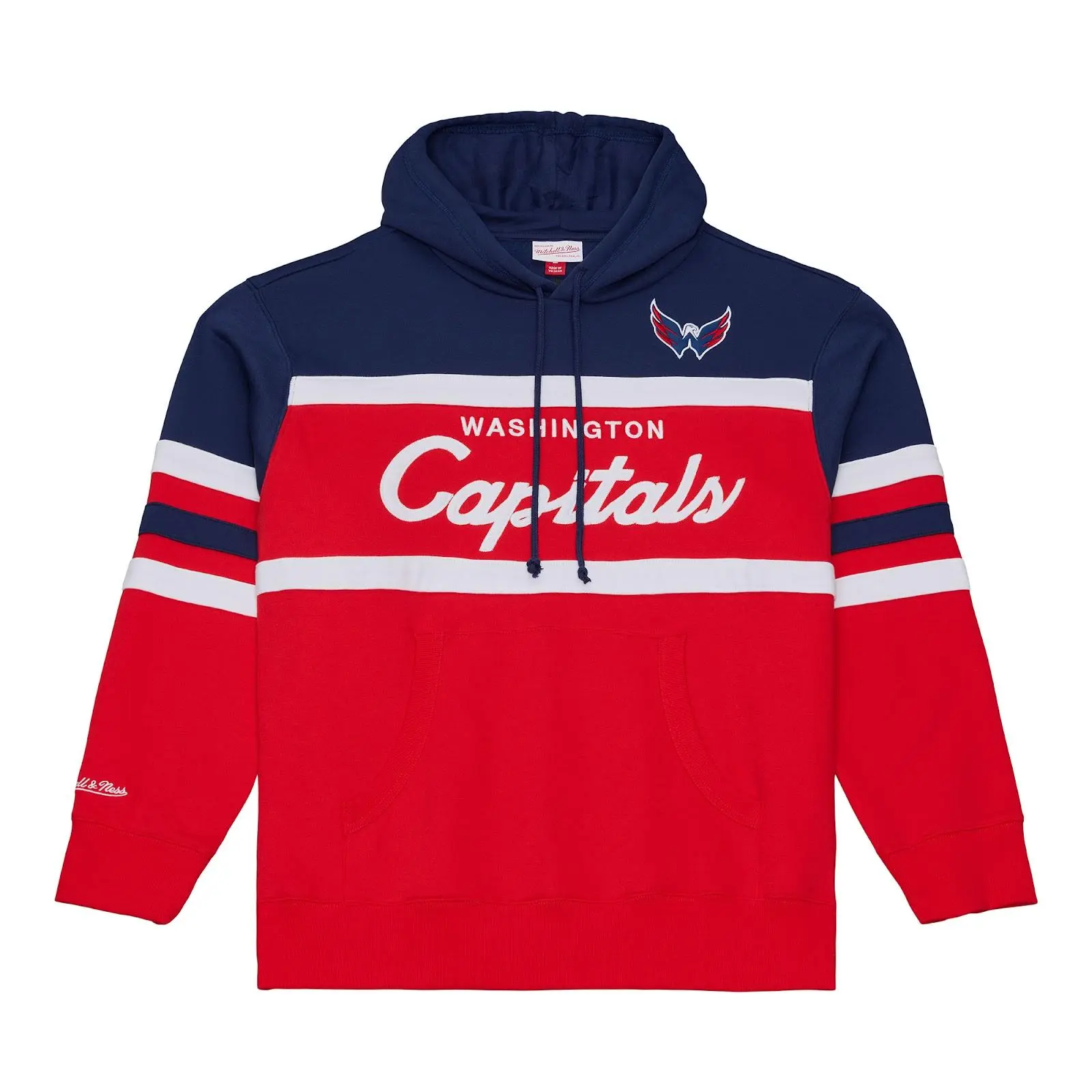 Washington Capitals Red Head Coach Hoodie NHL Throwback Sweatshirt Fleece Vintage Fan Gear Mitchell & Ness